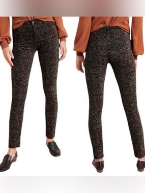 AG Anthropologie High Rise Stevie Ankle Jeans Paisley Print Velvet Feel 27 R
